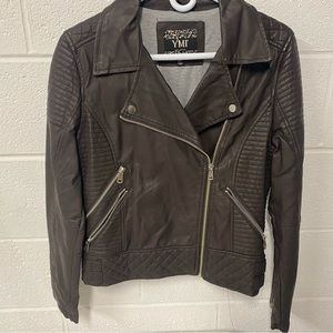 Fall leather brown jacket